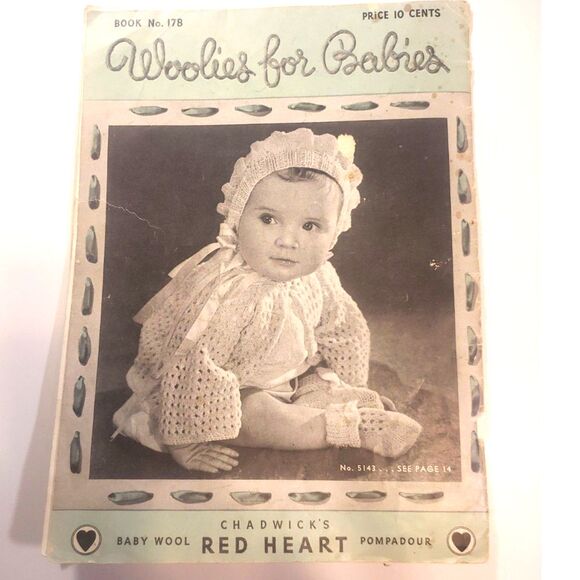 VINTAGE 1942 CHADWICK's Red Heart Woolies For Babies Book #178- 24 Pgs. - Picture 1 of 14